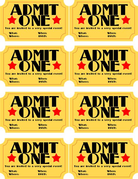 Movie Ticket Template Printable